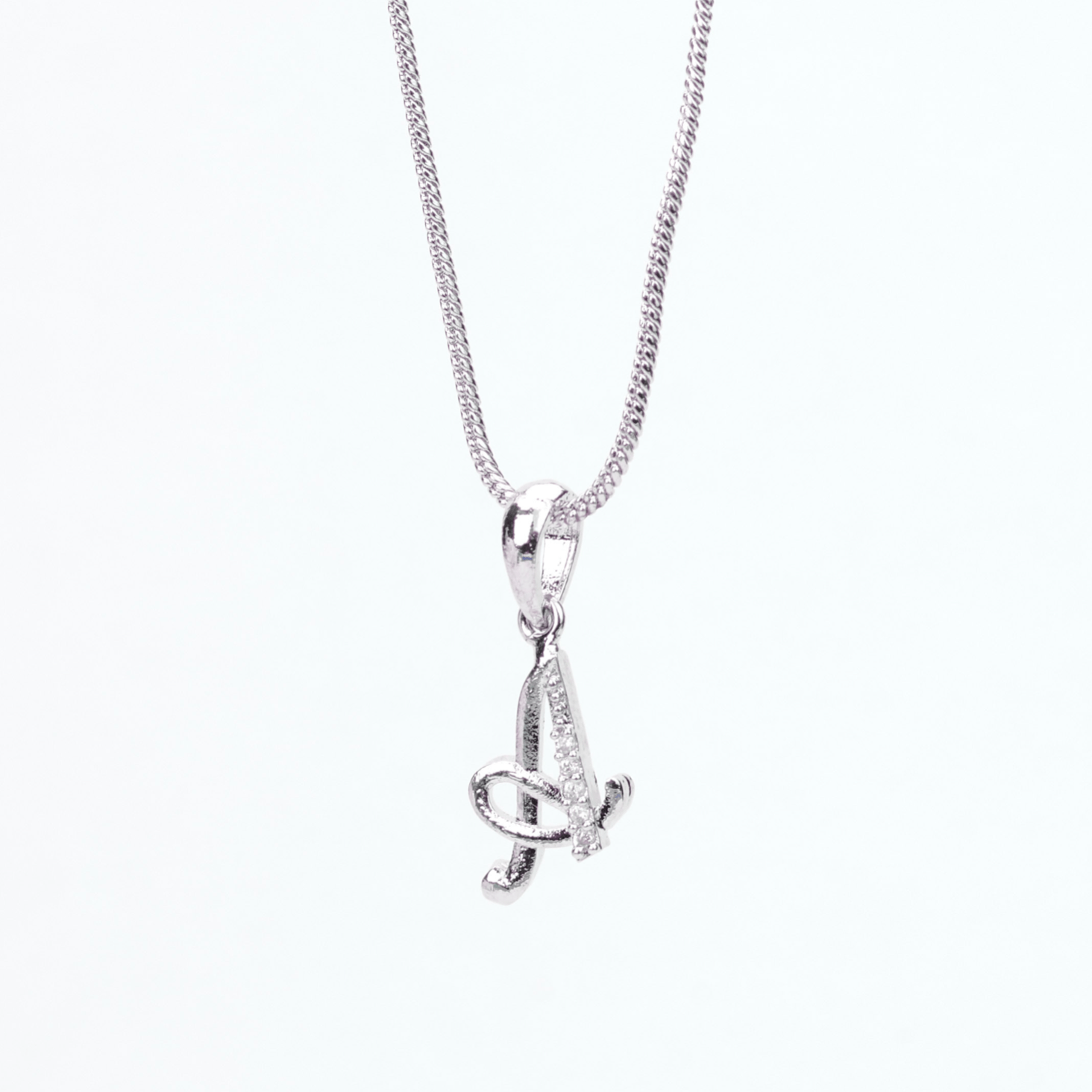 Opal Touch - Alphabet A Rhodium Locket with 18 Inch Chain | Opal Touch - Locket Set