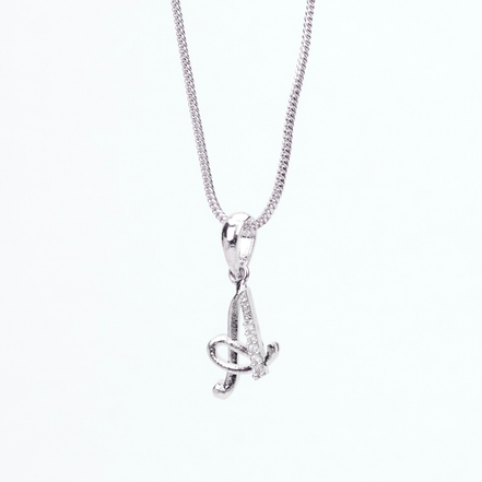Opal Touch - Alphabet A Rhodium Locket with 18 Inch Chain | Opal Touch - Locket Set