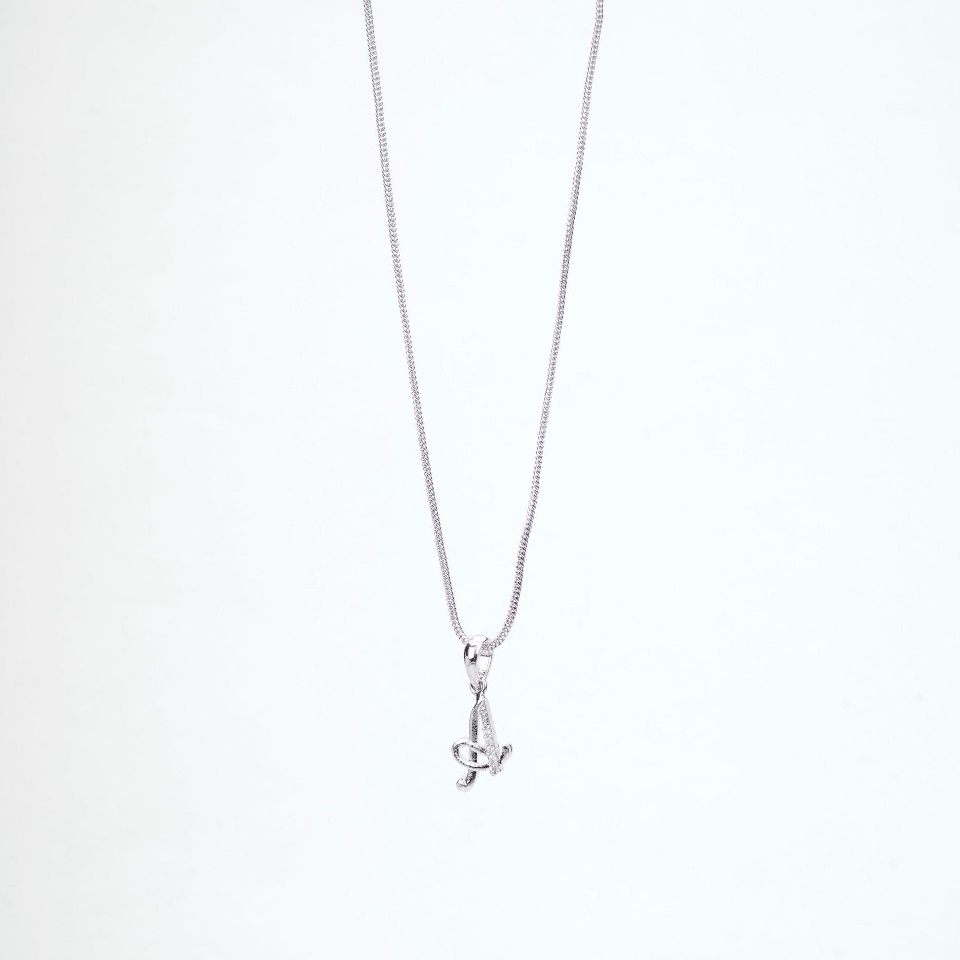 Opal Touch - Alphabet A Rhodium Locket with 18 Inch Chain | Opal Touch - Locket Set