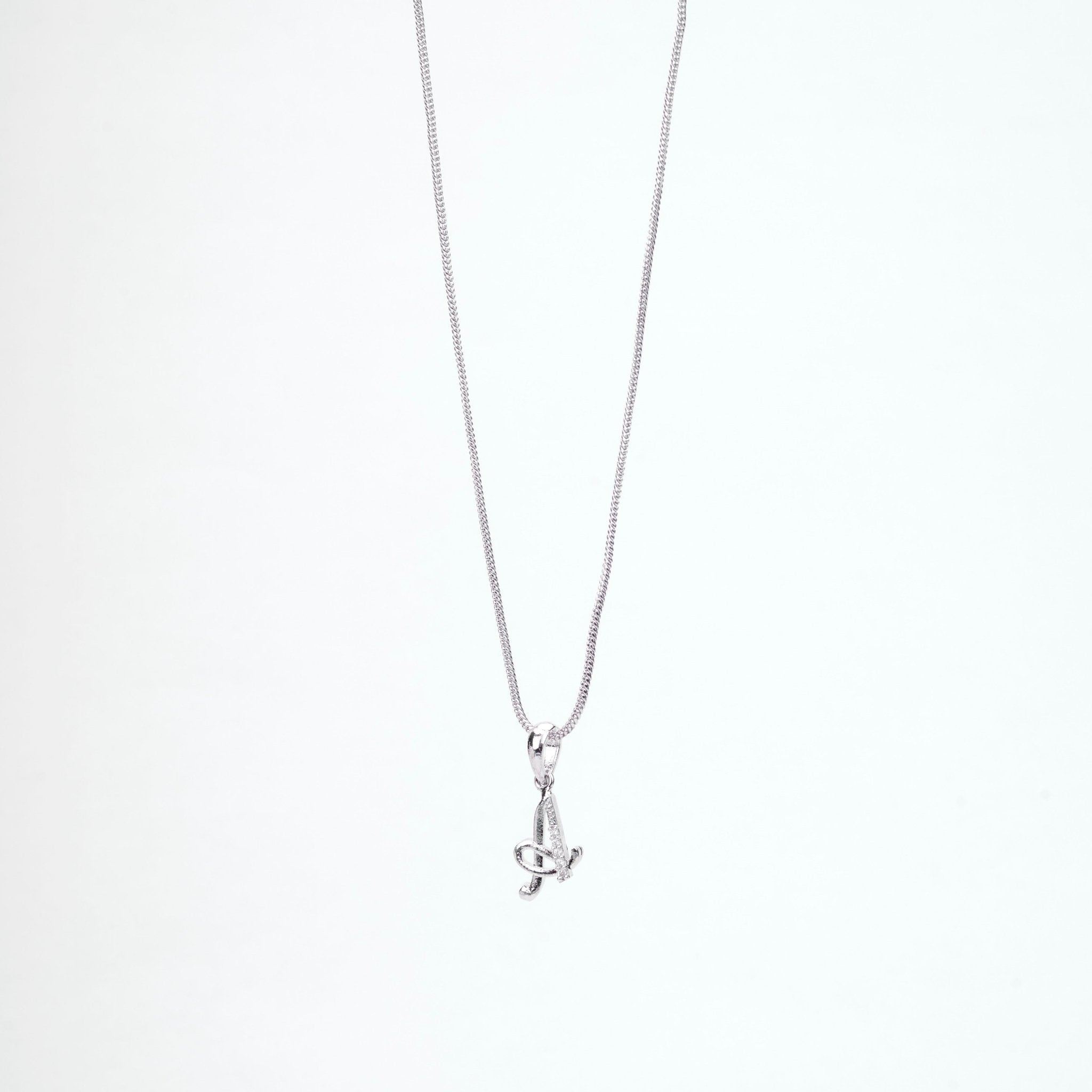 Opal Touch - Alphabet A Rhodium Locket with 18 Inch Chain | Opal Touch - Locket Set