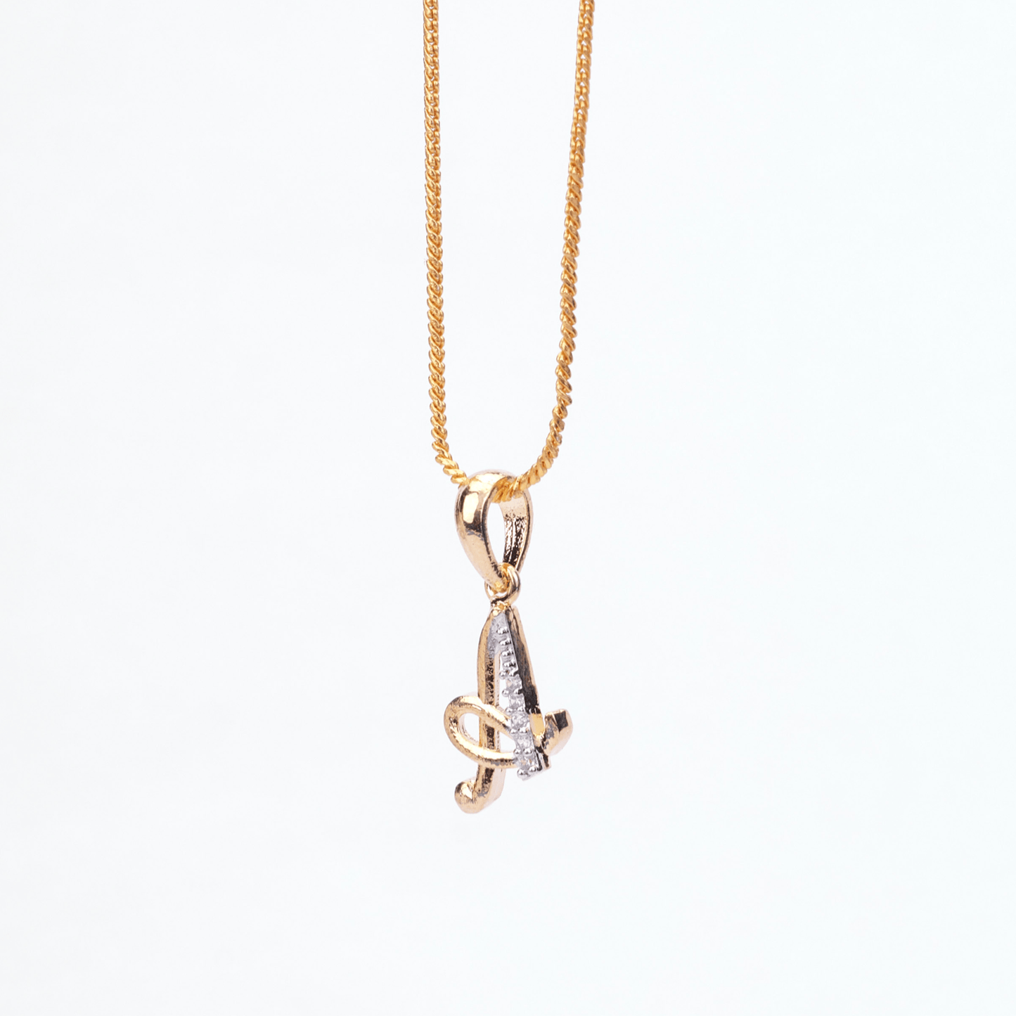 Opal Touch - Alphabet A Two Tone Locket with Chain (18") - Locket Set