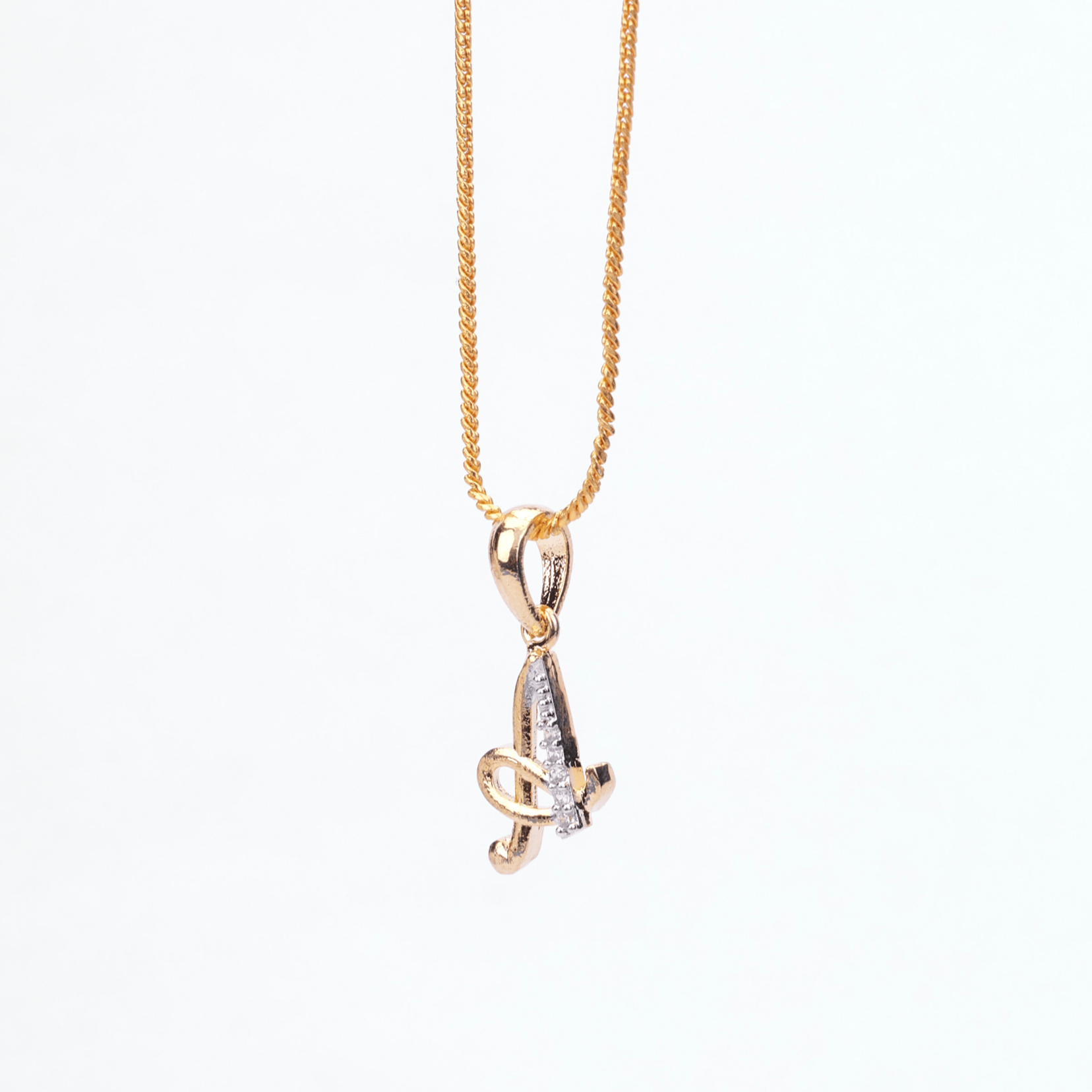 Opal Touch - Alphabet A Two Tone Locket with Chain (18