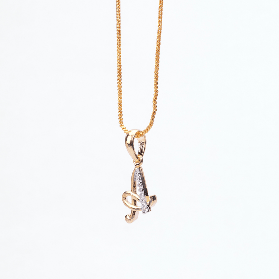 Opal Touch - Alphabet A Two Tone Locket with Chain (18") - Locket Set