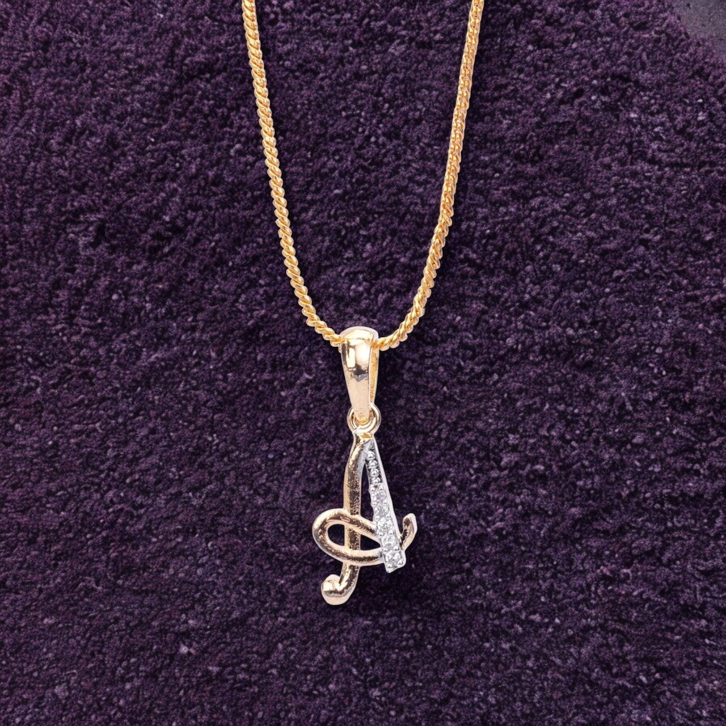 Opal Touch - Alphabet A Two Tone Locket with Chain (18