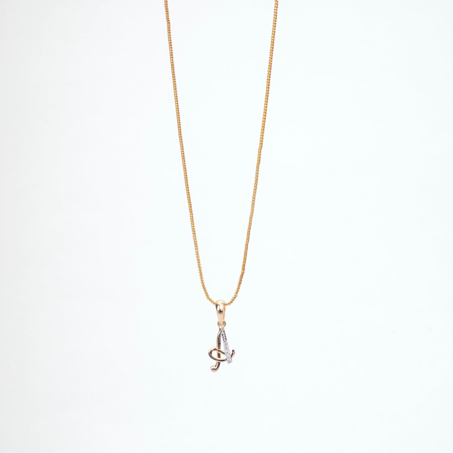 Opal Touch - Alphabet A Two Tone Locket with Chain (18") - Locket Set