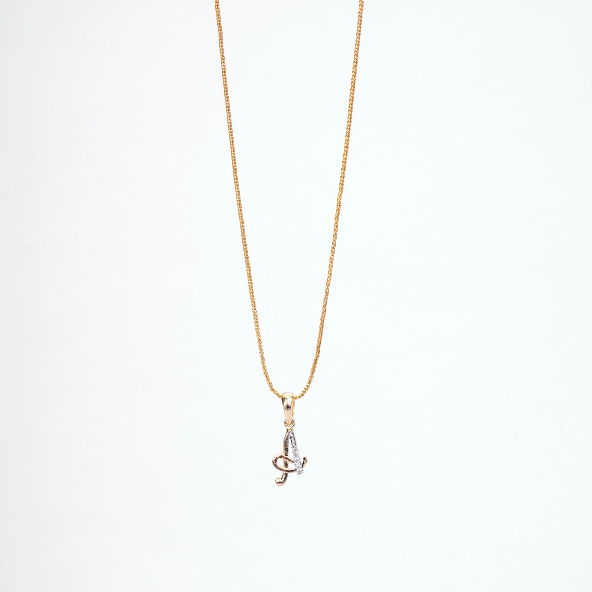 Opal Touch - Alphabet A Two Tone Locket with Chain (18