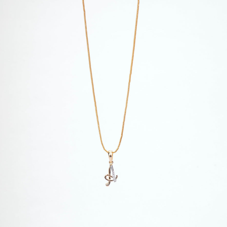 Opal Touch - Alphabet A Two Tone Locket with Chain (18") - Locket Set