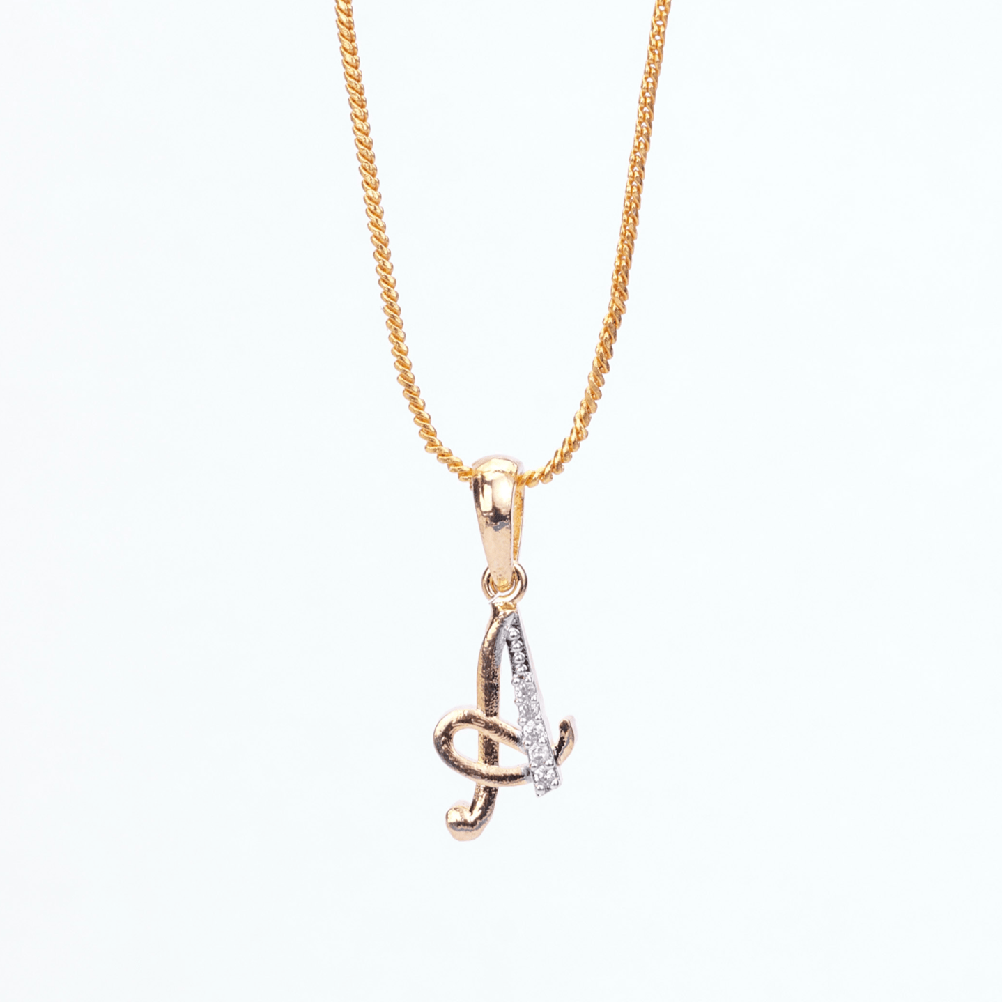 Opal Touch - Alphabet A Two Tone Locket with Chain (18