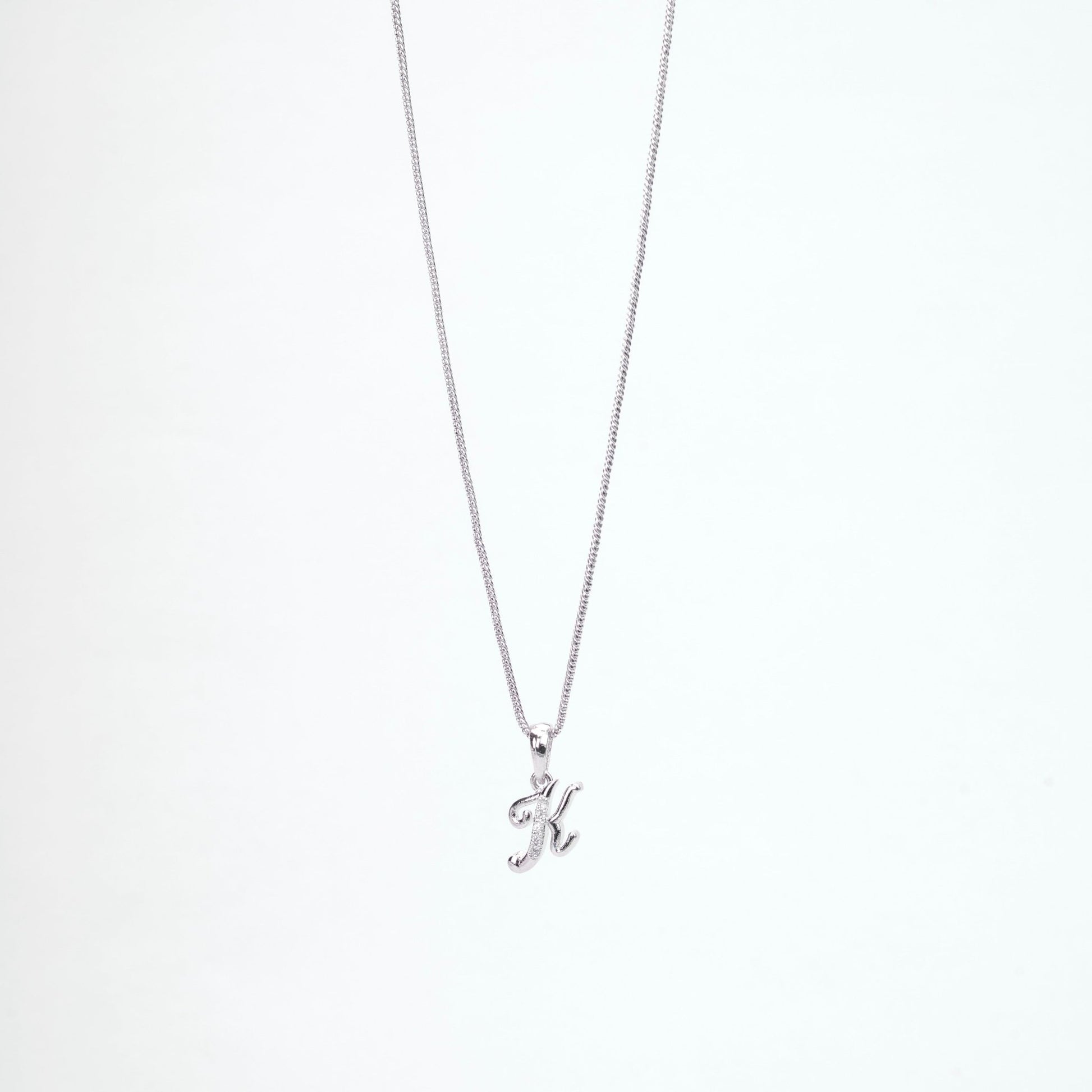 Opal Touch - Alphabet K Rhodium Locket with Chain (18") - Locket Set