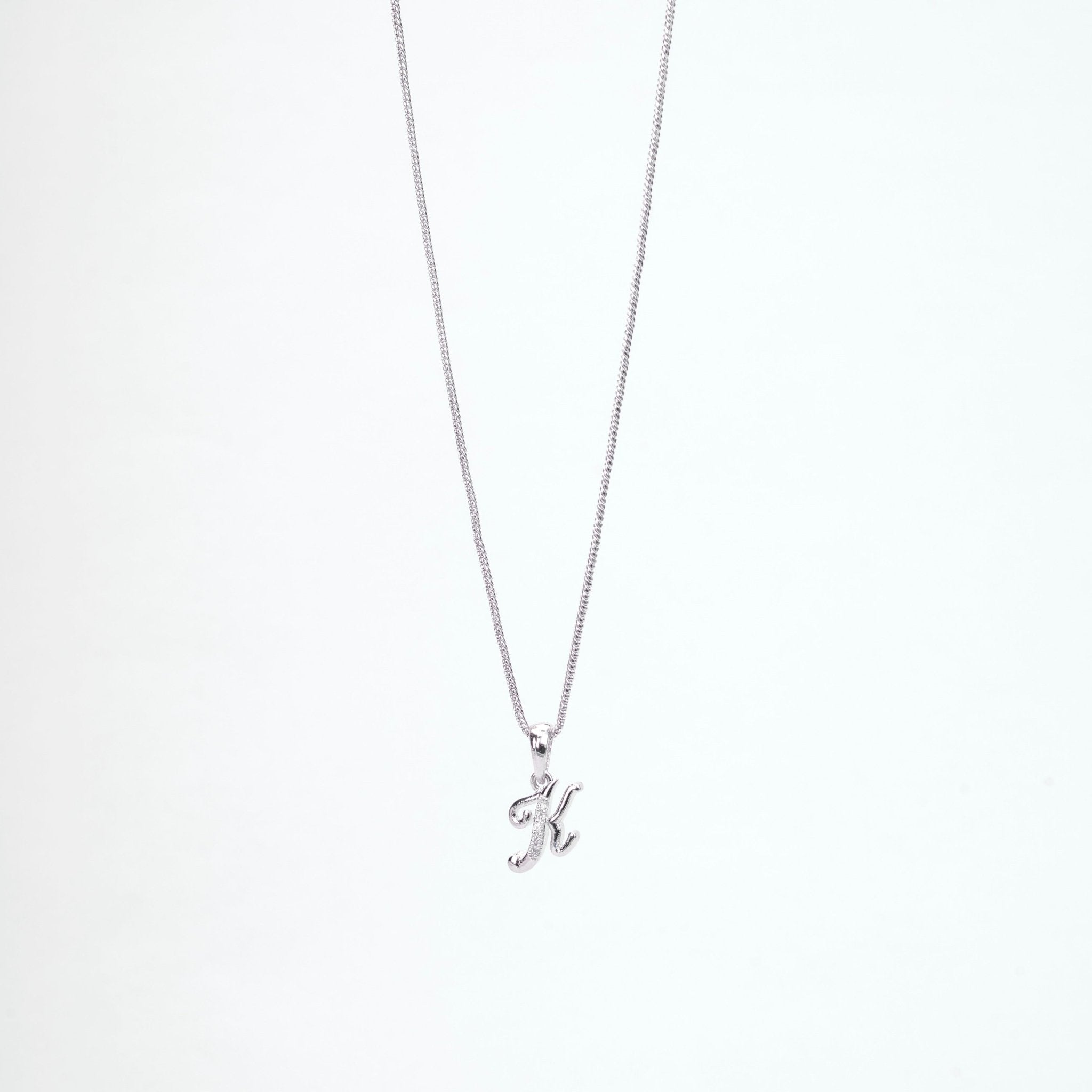 Opal Touch - Alphabet K Rhodium Locket with Chain (18
