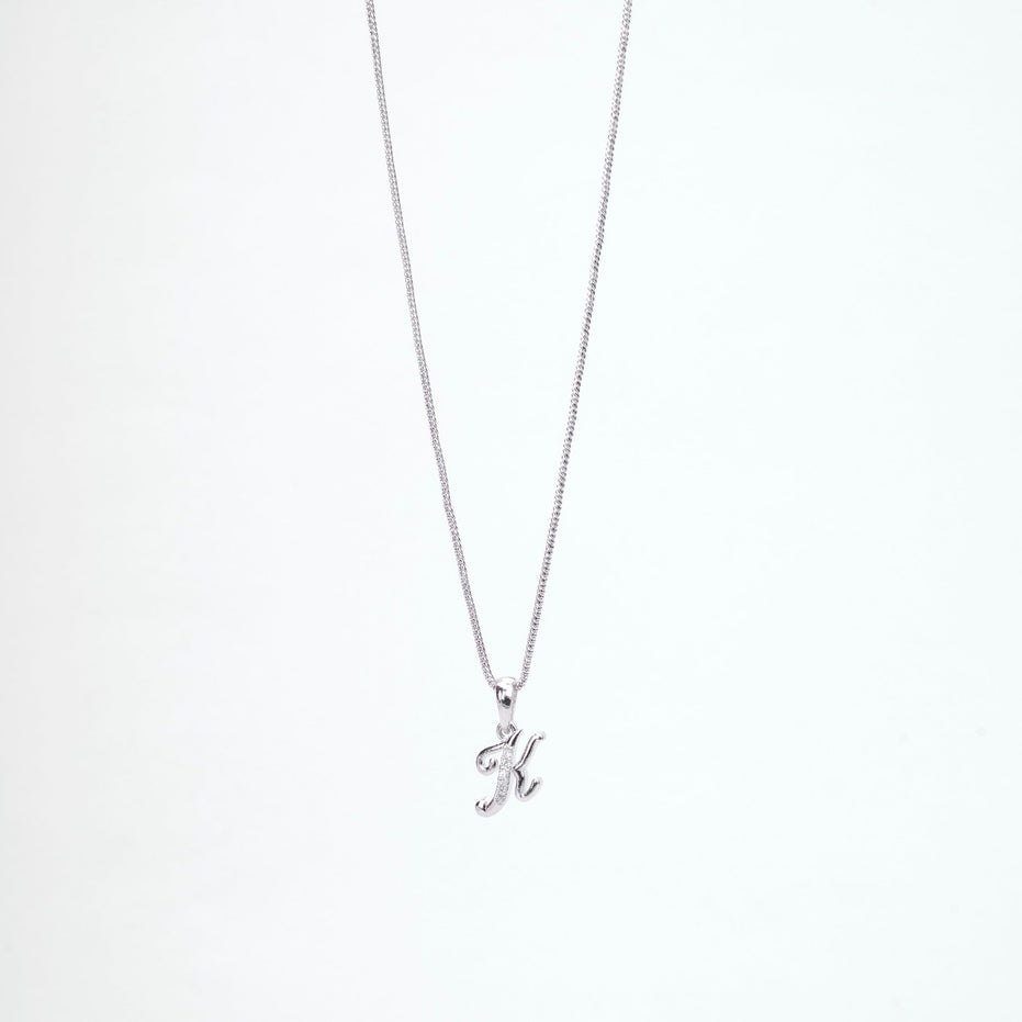 Opal Touch - Alphabet K Rhodium Locket with Chain (18") - Locket Set
