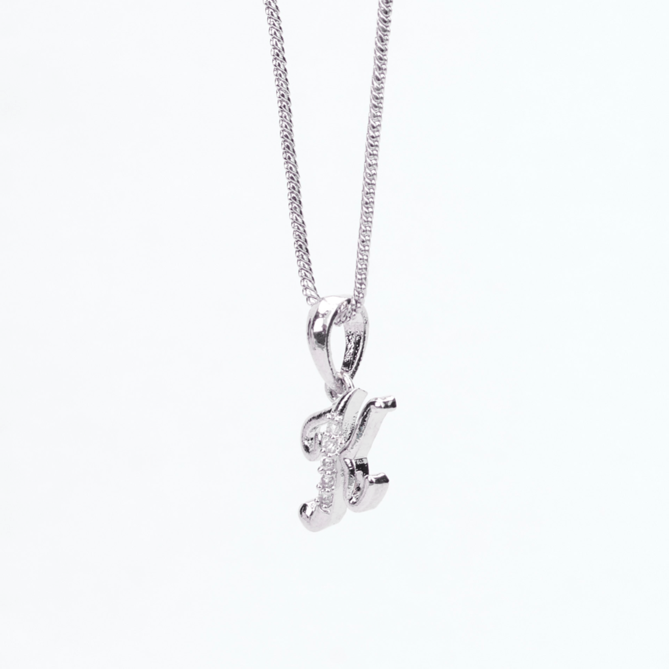 Opal Touch - Alphabet K Rhodium Locket with Chain (18
