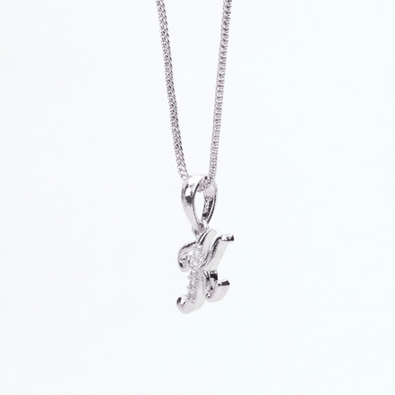 Opal Touch - Alphabet K Rhodium Locket with Chain (18") - Locket Set