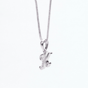 Opal Touch - Alphabet K Rhodium Locket with Chain (18") - Locket Set