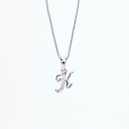 Opal Touch - Alphabet K Rhodium Locket with Chain (18") - Locket Set