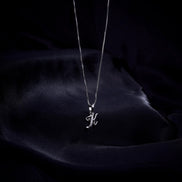 Opal Touch - Alphabet K Rhodium Locket with Chain (18
