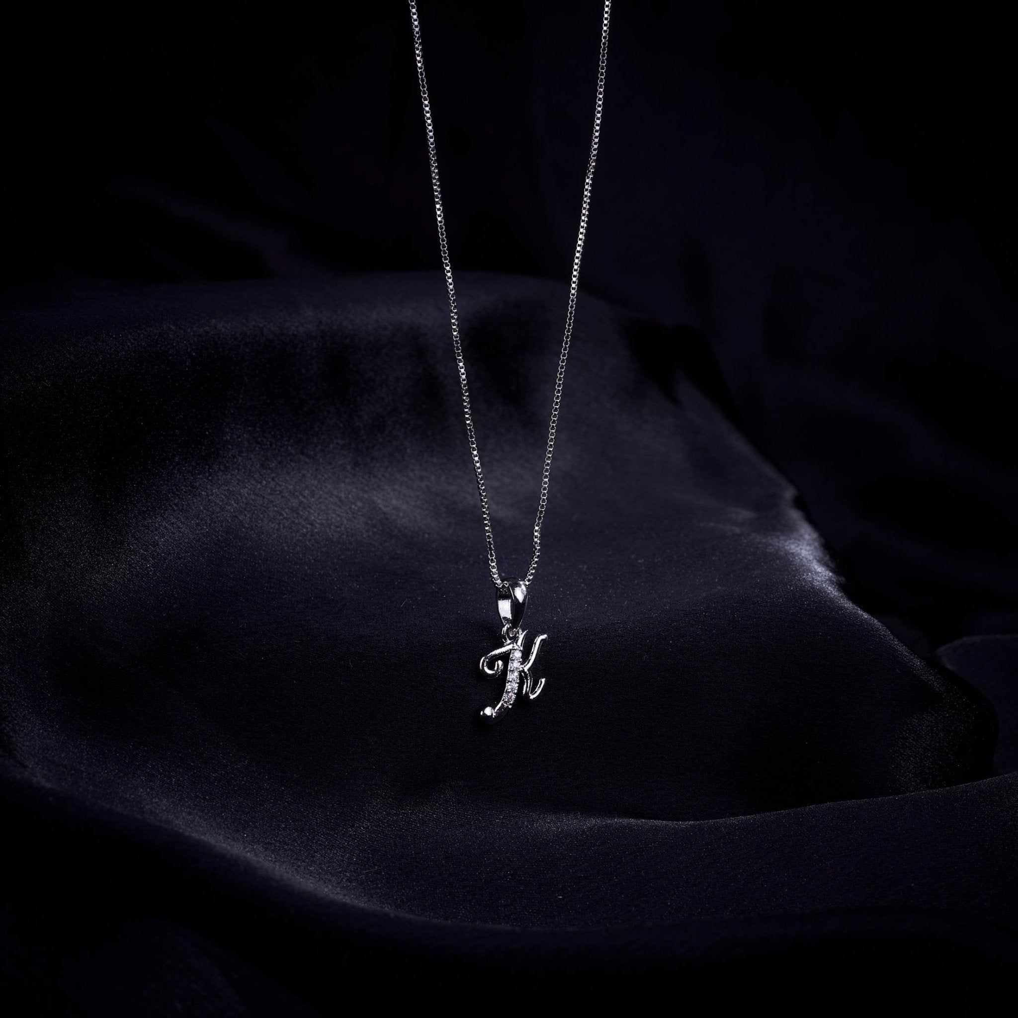 Opal Touch - Alphabet K Rhodium Locket with Chain (18