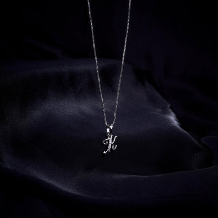 Opal Touch - Alphabet K Rhodium Locket with Chain (18") - Locket Set