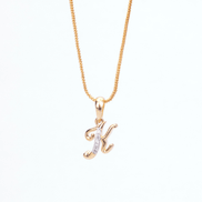 Opal Touch - Alphabet K Two Tone Locket with Chain (18