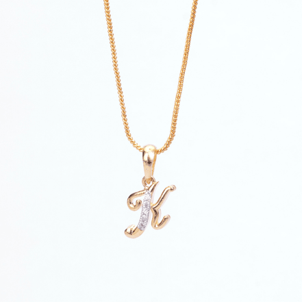 Opal Touch - Alphabet K Two Tone Locket with Chain (18") - Locket Set