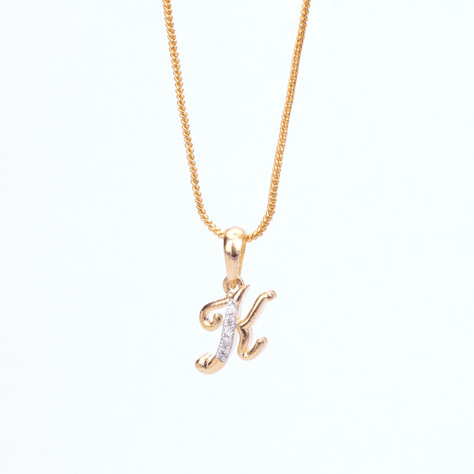 Opal Touch - Alphabet K Two Tone Locket with Chain (18") - Locket Set