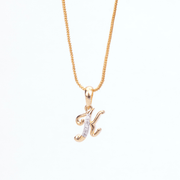 Opal Touch - Alphabet K Two Tone Locket with Chain (18") - Locket Set