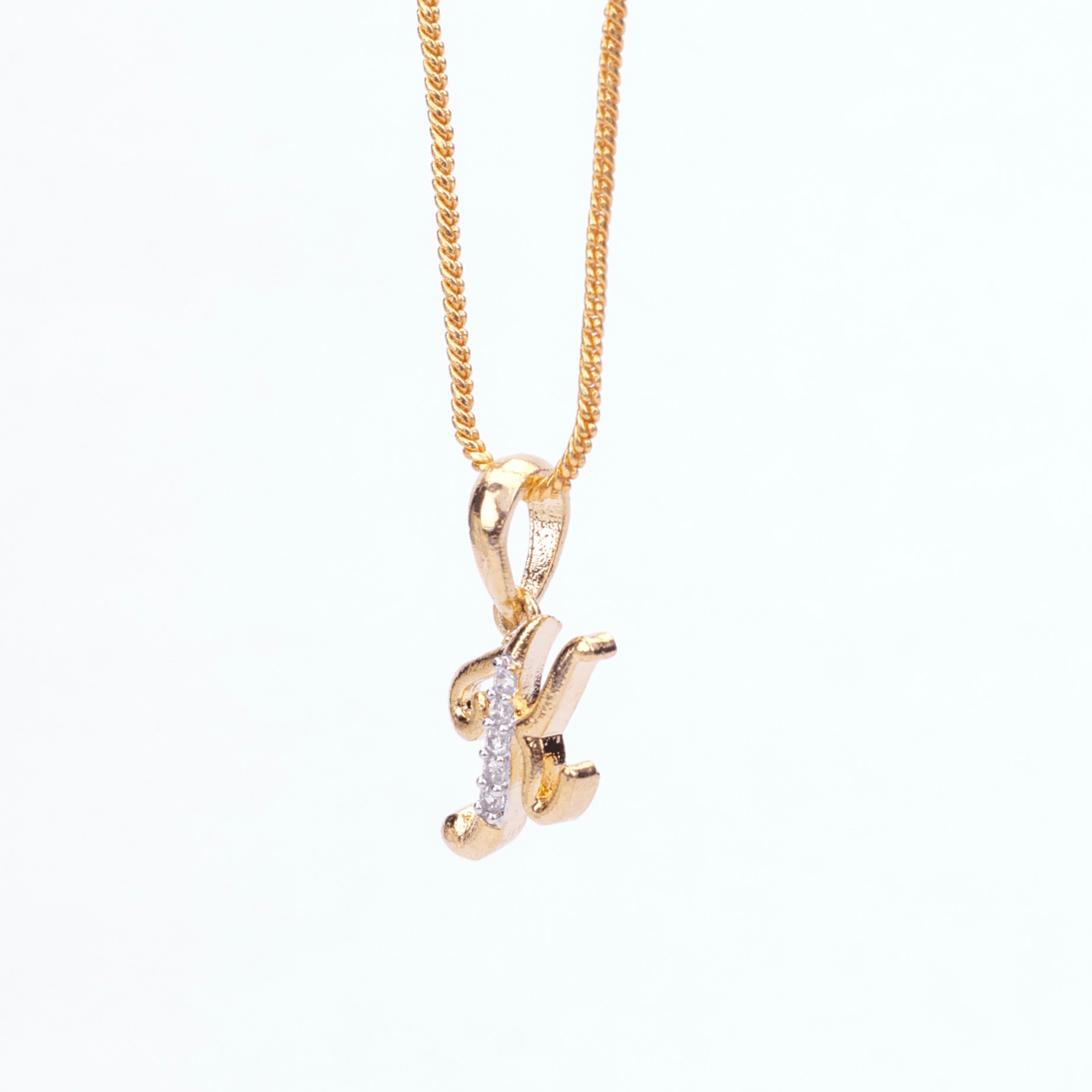 Opal Touch - Alphabet K Two Tone Locket with Chain (18