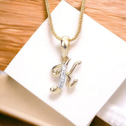 Opal Touch - Alphabet K Two Tone Locket with Chain (18