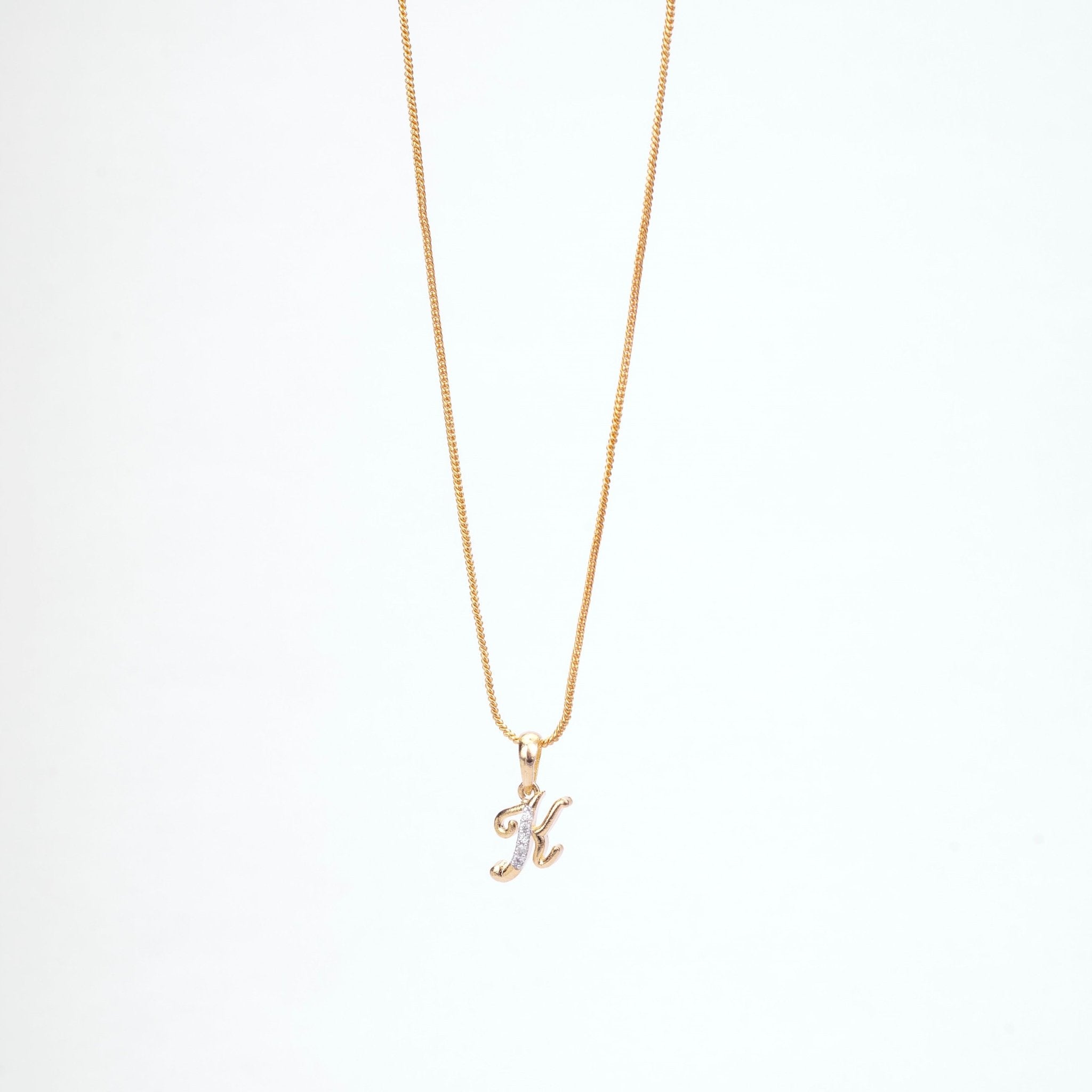 Opal Touch - Alphabet K Two Tone Locket with Chain (18