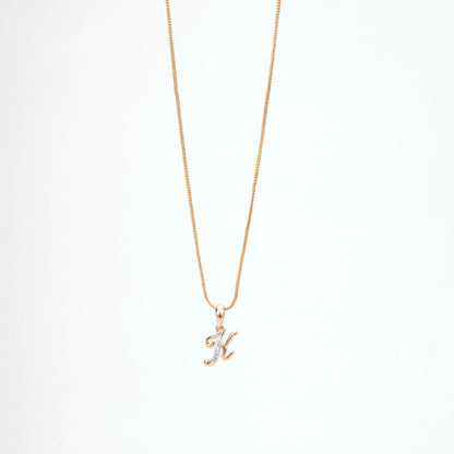 Opal Touch - Alphabet K Two Tone Locket with Chain (18") - Locket Set