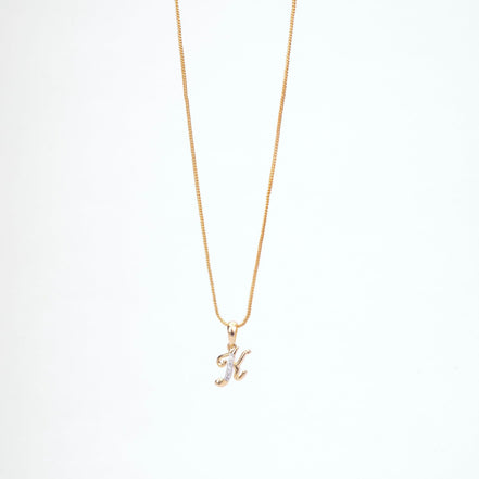 Opal Touch - Alphabet K Two Tone Locket with Chain (18") - Locket Set