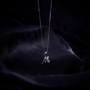 Opal Touch - Alphabet M Rhodium Locket with Chain (18