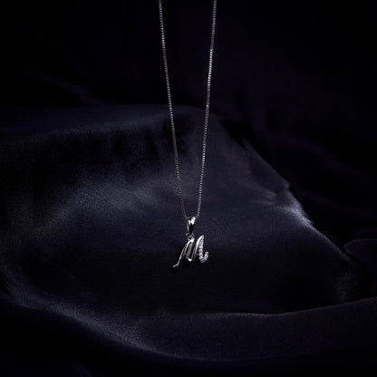 Opal Touch - Alphabet M Rhodium Locket with Chain (18") - Locket Set