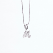 Opal Touch - Alphabet M Rhodium Locket with Chain (18") - Locket Set