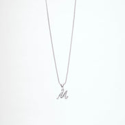 Opal Touch - Alphabet M Rhodium Locket with Chain (18