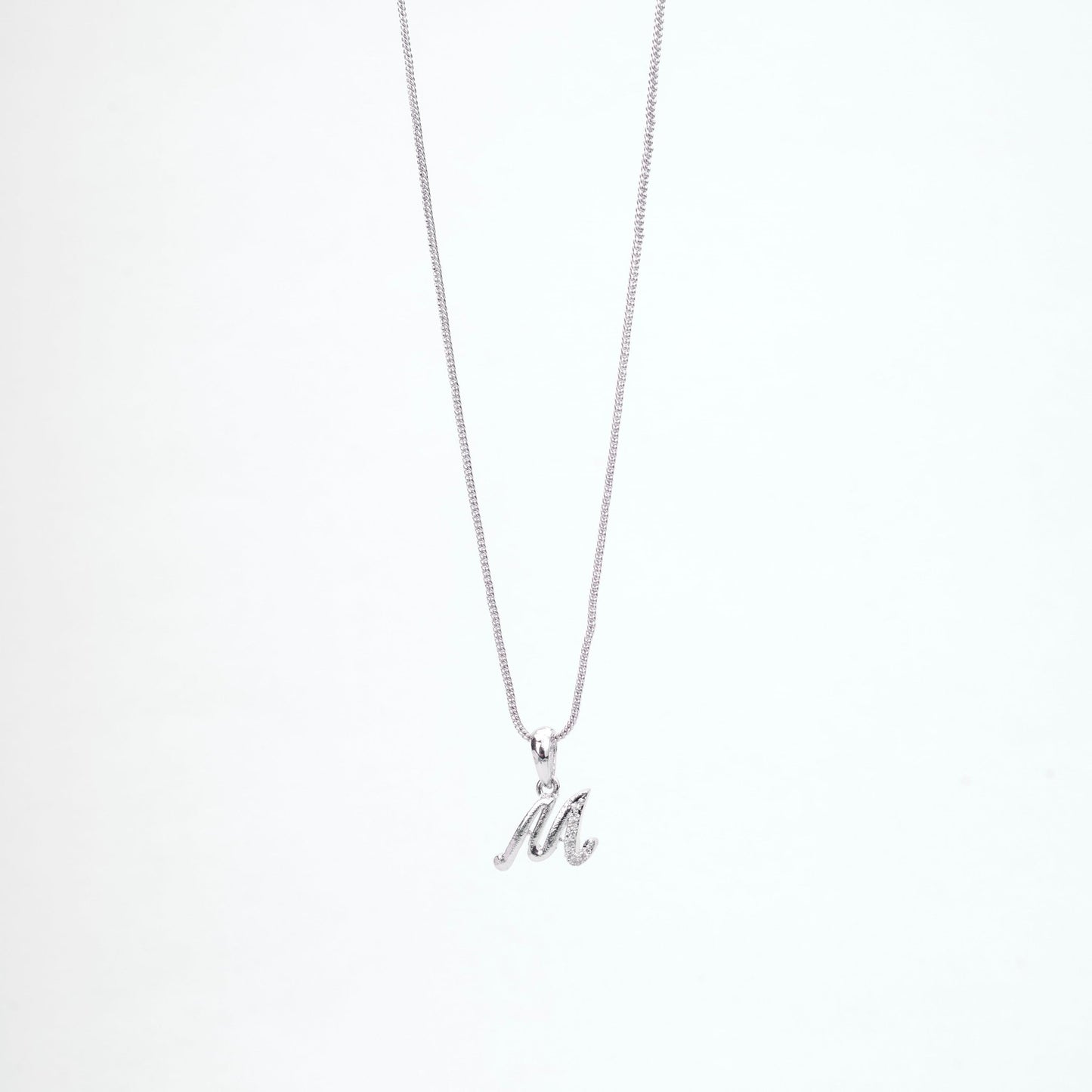 Opal Touch - Alphabet M Rhodium Locket with Chain (18") - Locket Set