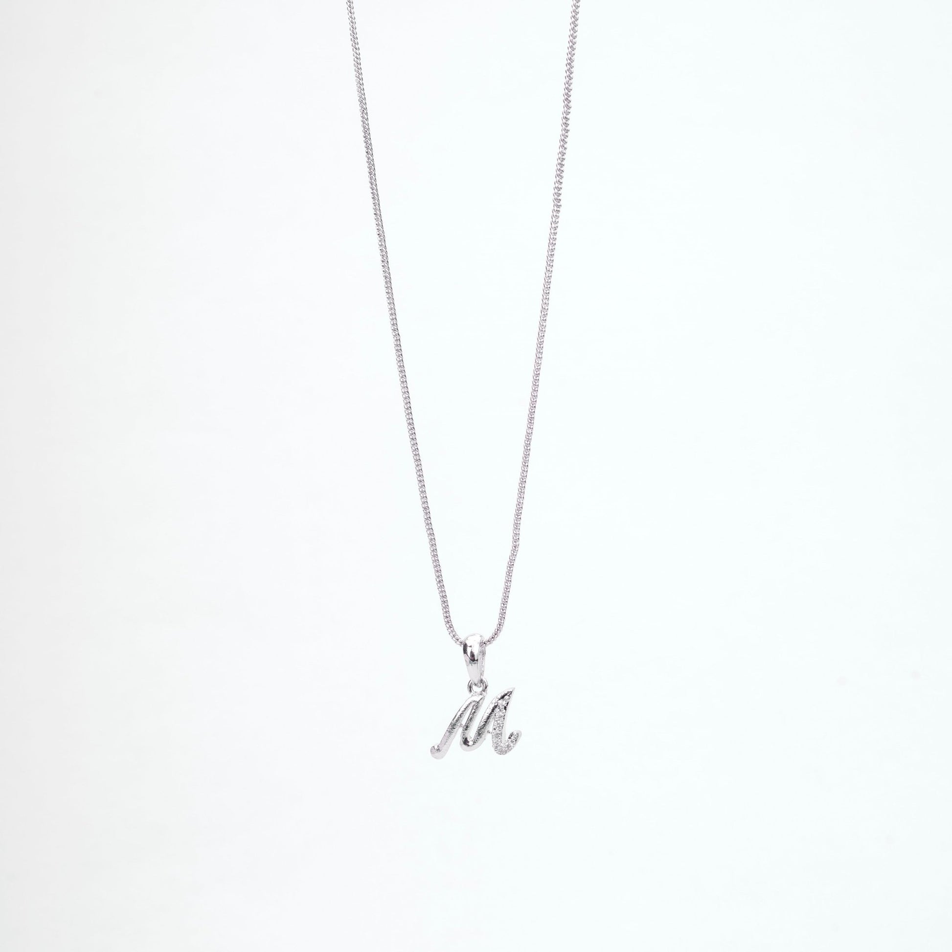 Opal Touch - Alphabet M Rhodium Locket with Chain (18") - Locket Set