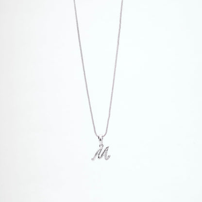 Opal Touch - Alphabet M Rhodium Locket with Chain (18") - Locket Set