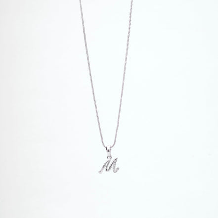 Opal Touch - Alphabet M Rhodium Locket with Chain (18") - Locket Set