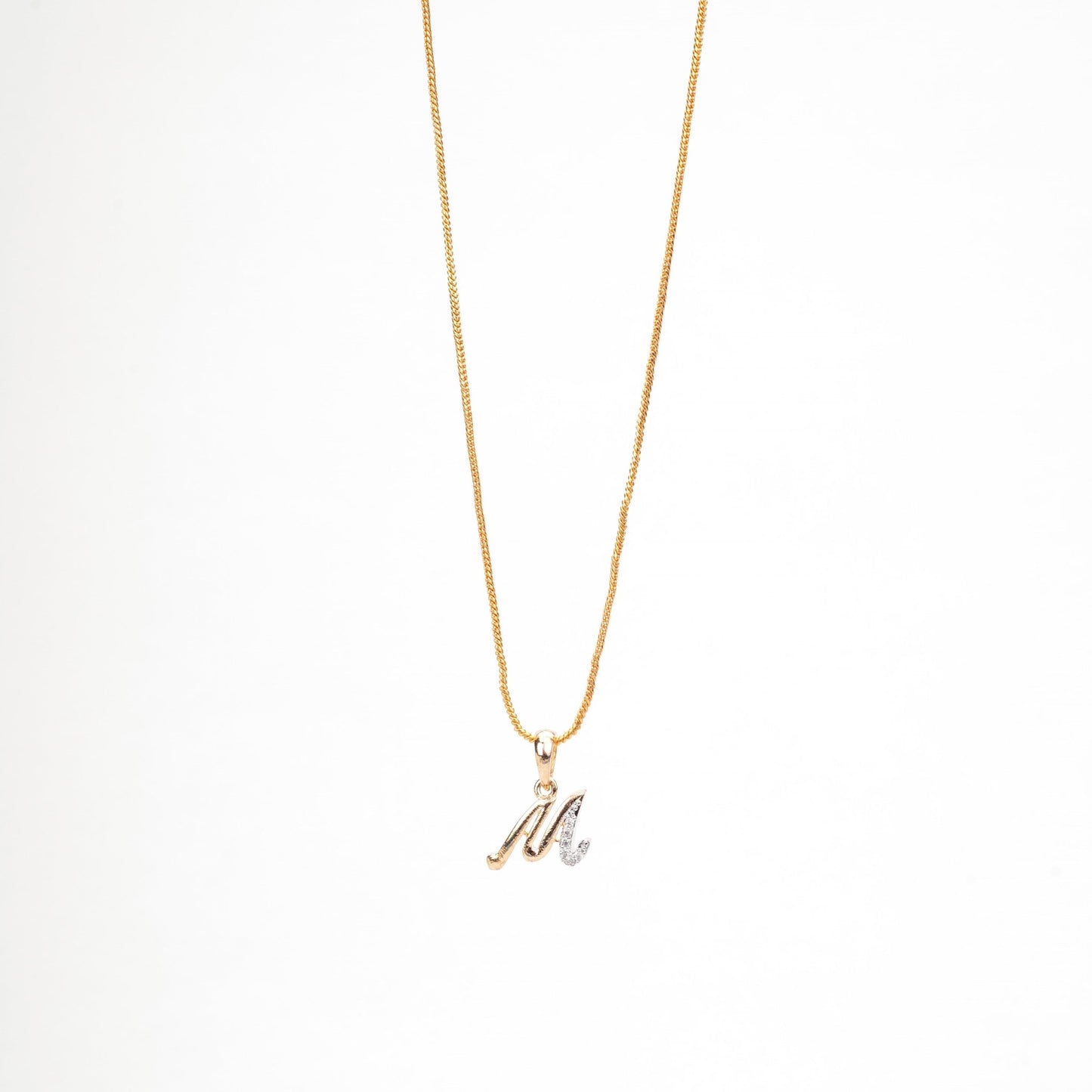 Opal Touch - Alphabet M Two Tone Locket with Chain (18") - Locket Set