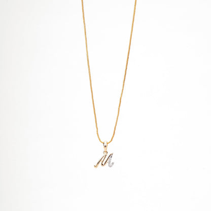 Opal Touch - Alphabet M Two Tone Locket with Chain (18") - Locket Set