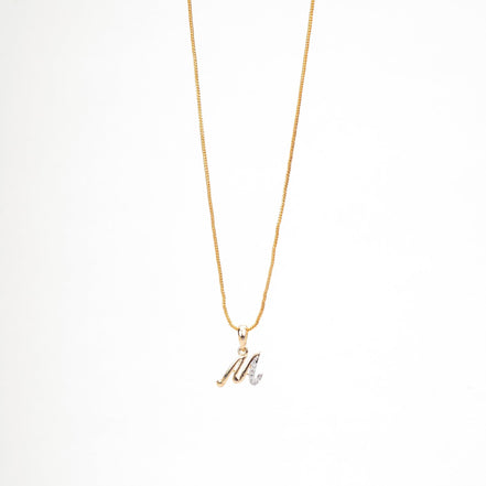 Opal Touch - Alphabet M Two Tone Locket with Chain (18") - Locket Set