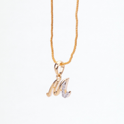 Opal Touch - Alphabet M Two Tone Locket with Chain (18