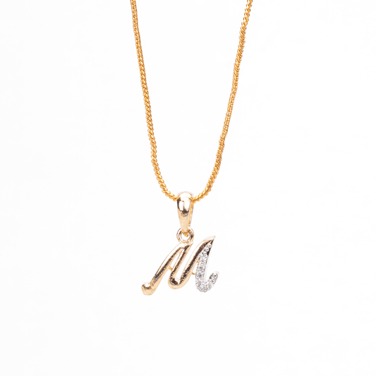 Opal Touch - Alphabet M Two Tone Locket with Chain (18") - Locket Set