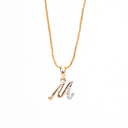Opal Touch - Alphabet M Two Tone Locket with Chain (18") - Locket Set