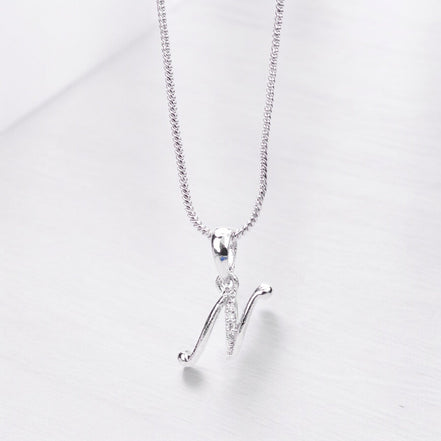 Opal Touch - Alphabet N Rhodium Locket with Chain (18") - Locket Set