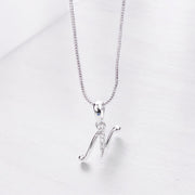 Opal Touch - Alphabet N Rhodium Locket with Chain (18") - Locket Set