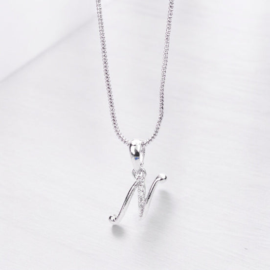 Opal Touch - Alphabet N Rhodium Locket with Chain (18") - Locket Set
