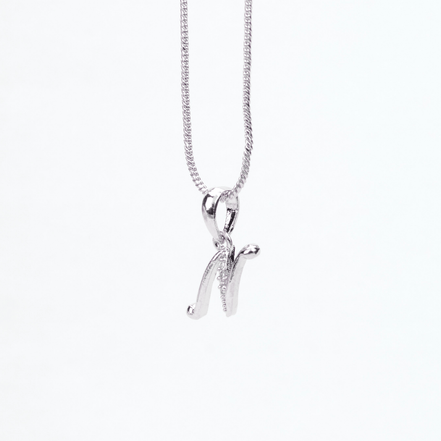 Opal Touch - Alphabet N Rhodium Locket with Chain (18") - Locket Set