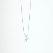 Opal Touch - Alphabet N Rhodium Locket with Chain (18